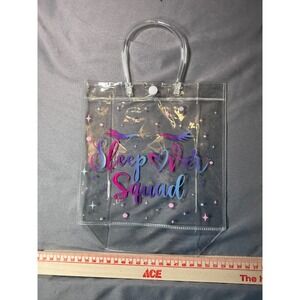 NEW 14 Sleepover Squad Clear PVC Tote Bags. Iridescent Writing